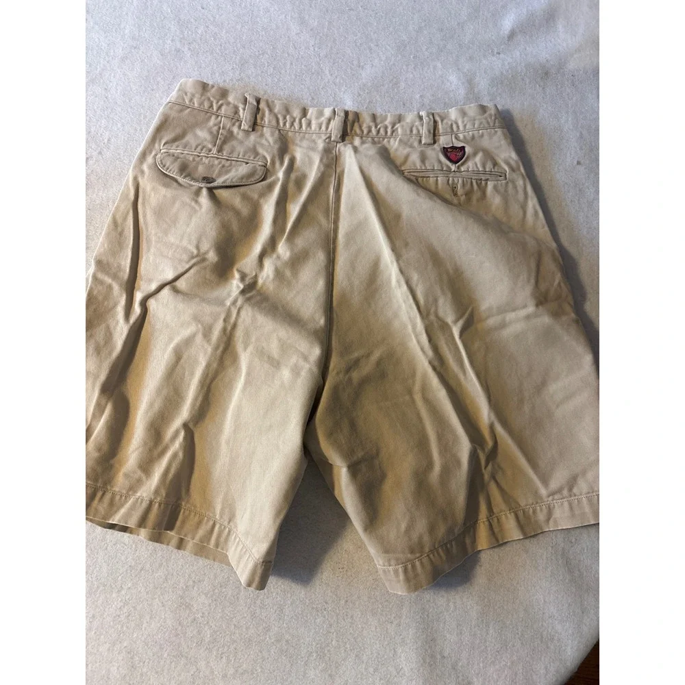 Polo Golf Ralph Lauren Pleated Shorts Mens 40 Khaki Tan Good Classic Crest Patch